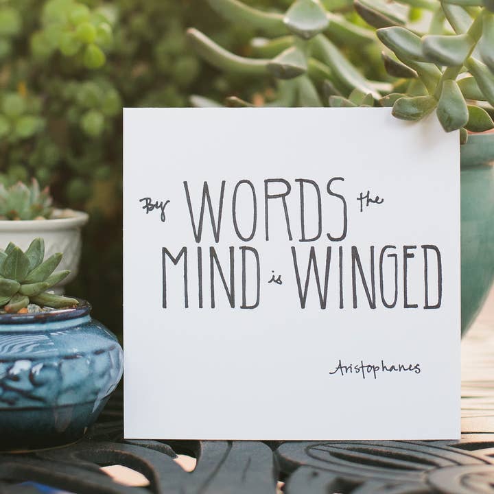 By Words the Mind is Winged | Everyday & Inspiration Card for wholesale by Lacelit | Stationery & Gifts by Kimberly Kuniko