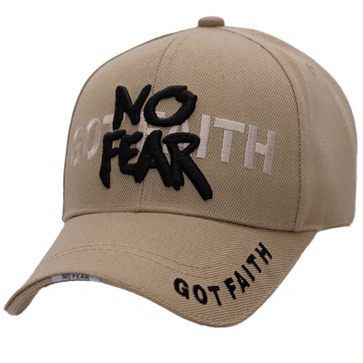 Cap Zone - Wholesale Baseball Cap - Unisex - No Fear Got Faith Twill Velcro Back Baseball Cap