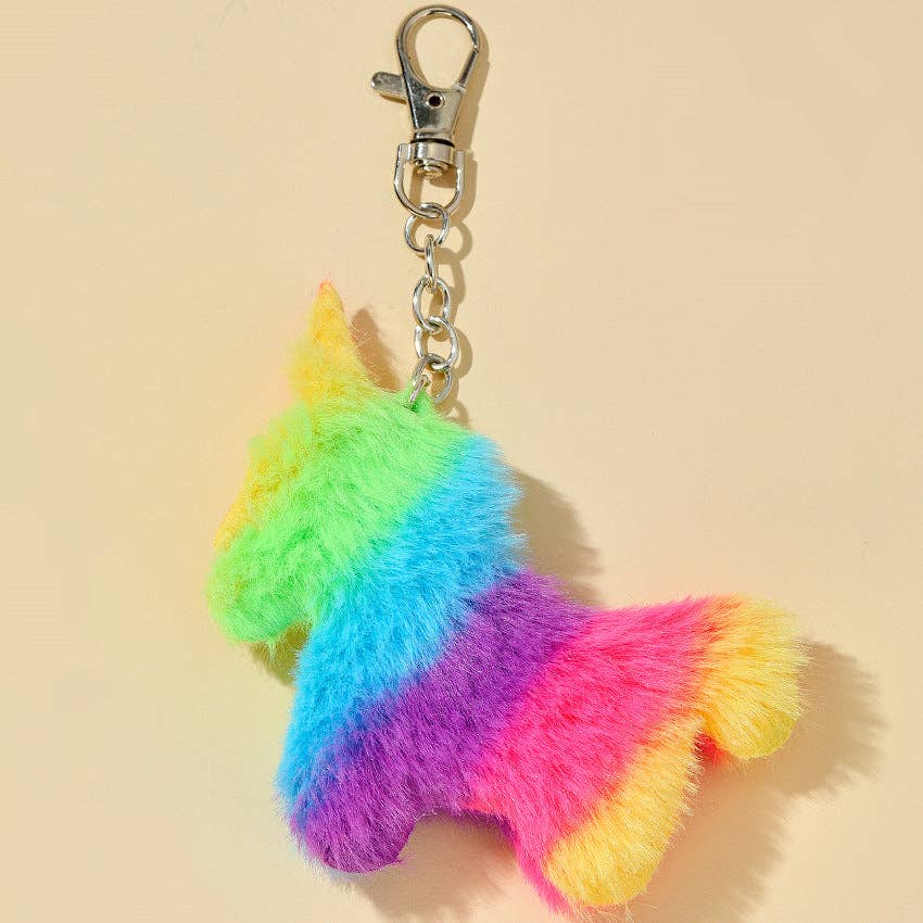 Kleur/A Eenhoorn pluche sleutelhanger met regenboogstreep voor groothandel op Faire3