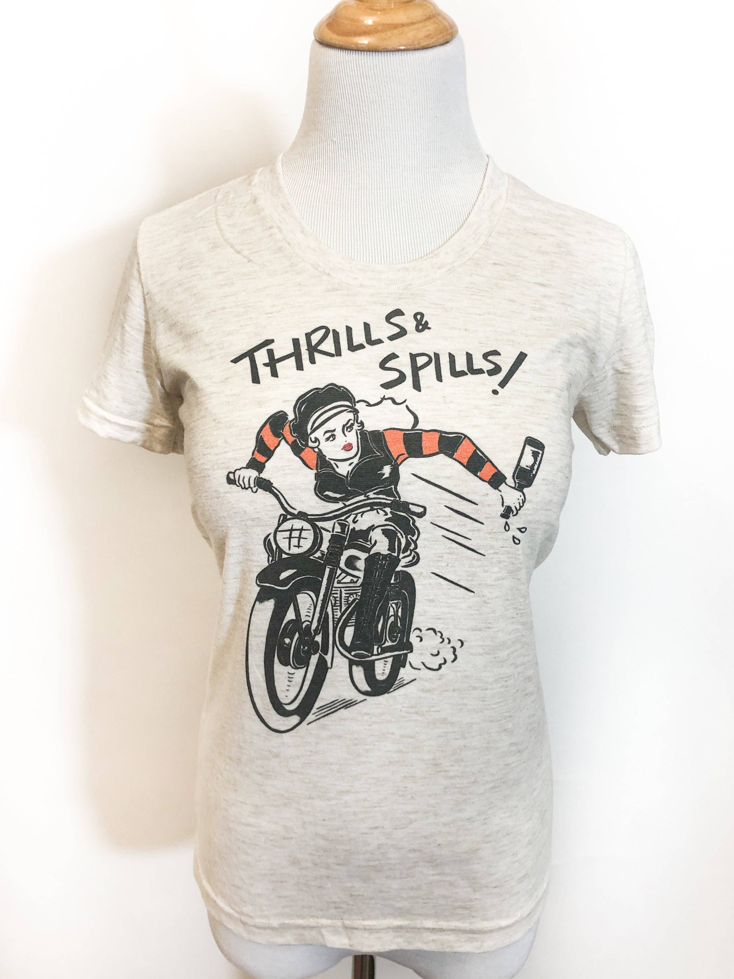 Mischief Made - Wholesale Screen Printed T-Shirt - Women's - Thrills and spills! Fitted Tee in Ivory3