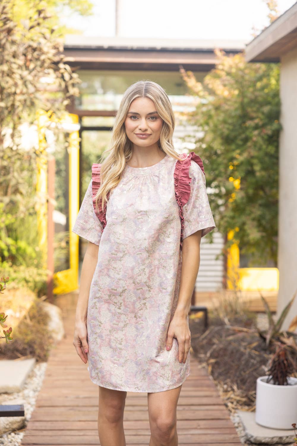 VOY - Venta al por mayor Vestido - Mujer - 34882 Vestido de Volantes con Contraste de Jacquard Metálico5