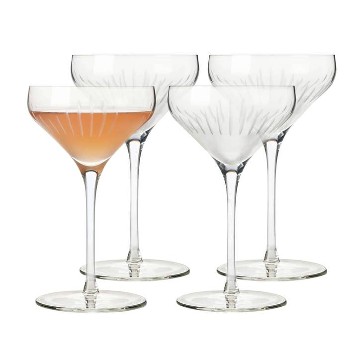 Libbey Signature Greenwich Diamond-Cut Coupe, 8oz, Set of 4 for wholesale by Libbey