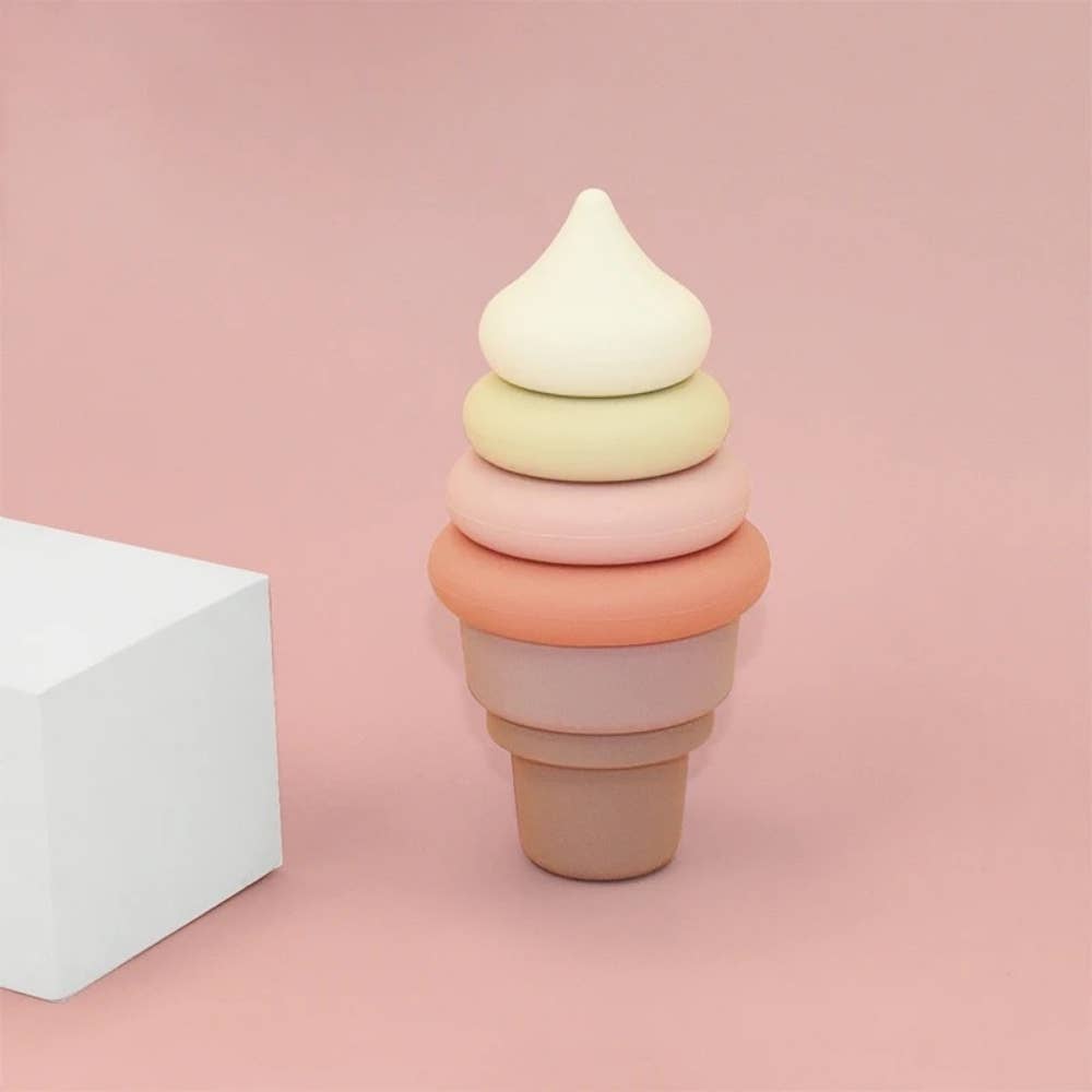 PETIKIDS - Wholesale Stacking Rings Game - Baby - Montessori Educational Toy - Stackable Silicone Ice Cream3