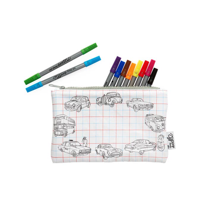 eatsleepdoodle - Wholesale Pencil Case/Pouch - Craft Kit - Color In Cars, Trucks & Tractors Pencil Case