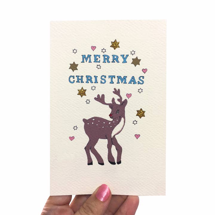 Vintage Christmas Card - Rudolf for wholesale by Rosie Wonders