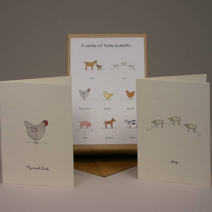 A Box Of Tiny Cards Of Farm Animals. for wholesale by Beth Mueller