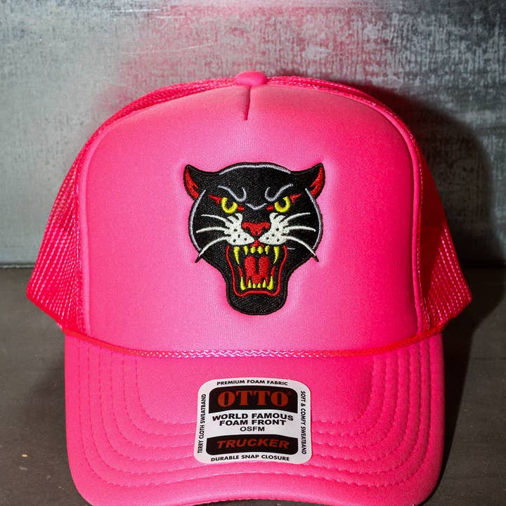 Burnt Toast - Wholesale Trucker Hat - Unisex - Panther Neon Pink Embroidered Trucker Hat0