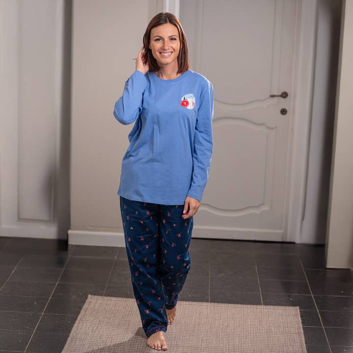 Blue Ski Jersey - Women's Winter Pajamas for wholesale by Jusqu'au Lever du jour