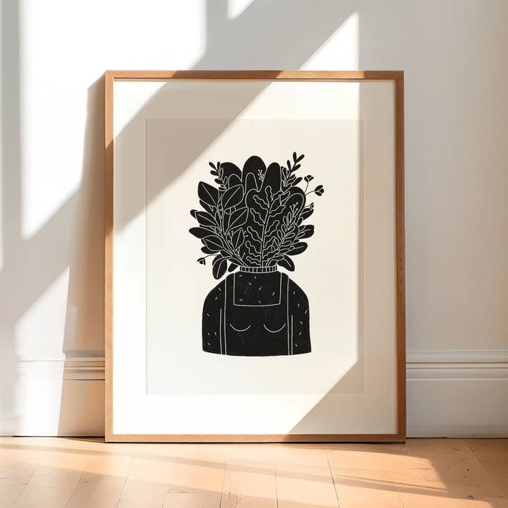 Flowered Head Poster (Black And White) for wholesale by Stefouchat