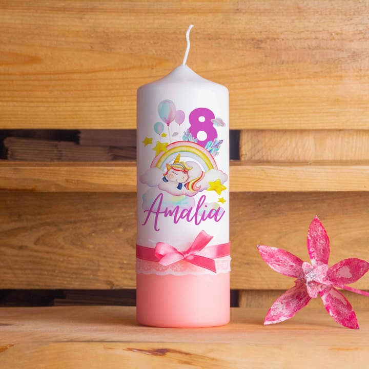 Birthday candle|unicorn|15-30cm height|personalized for wholesale by Die Kerzenwerkstatt