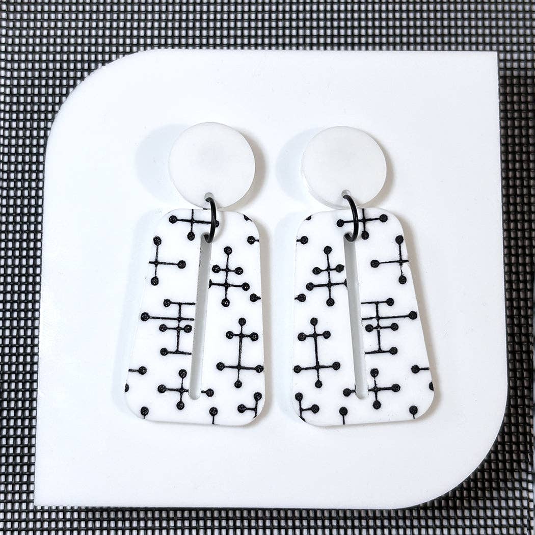 Audacious Studio - Wholesale Dangle Earrings - Large Eames Inspired Trapezoid Post Earrings in White3