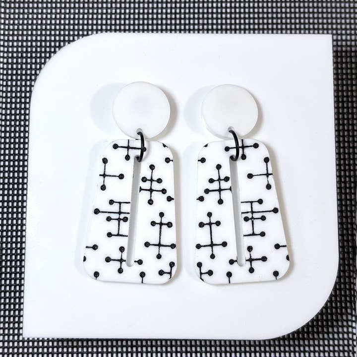 Audacious Studio - Wholesale Dangle Earrings - Large Eames Inspired Trapezoid Post Earrings in White3