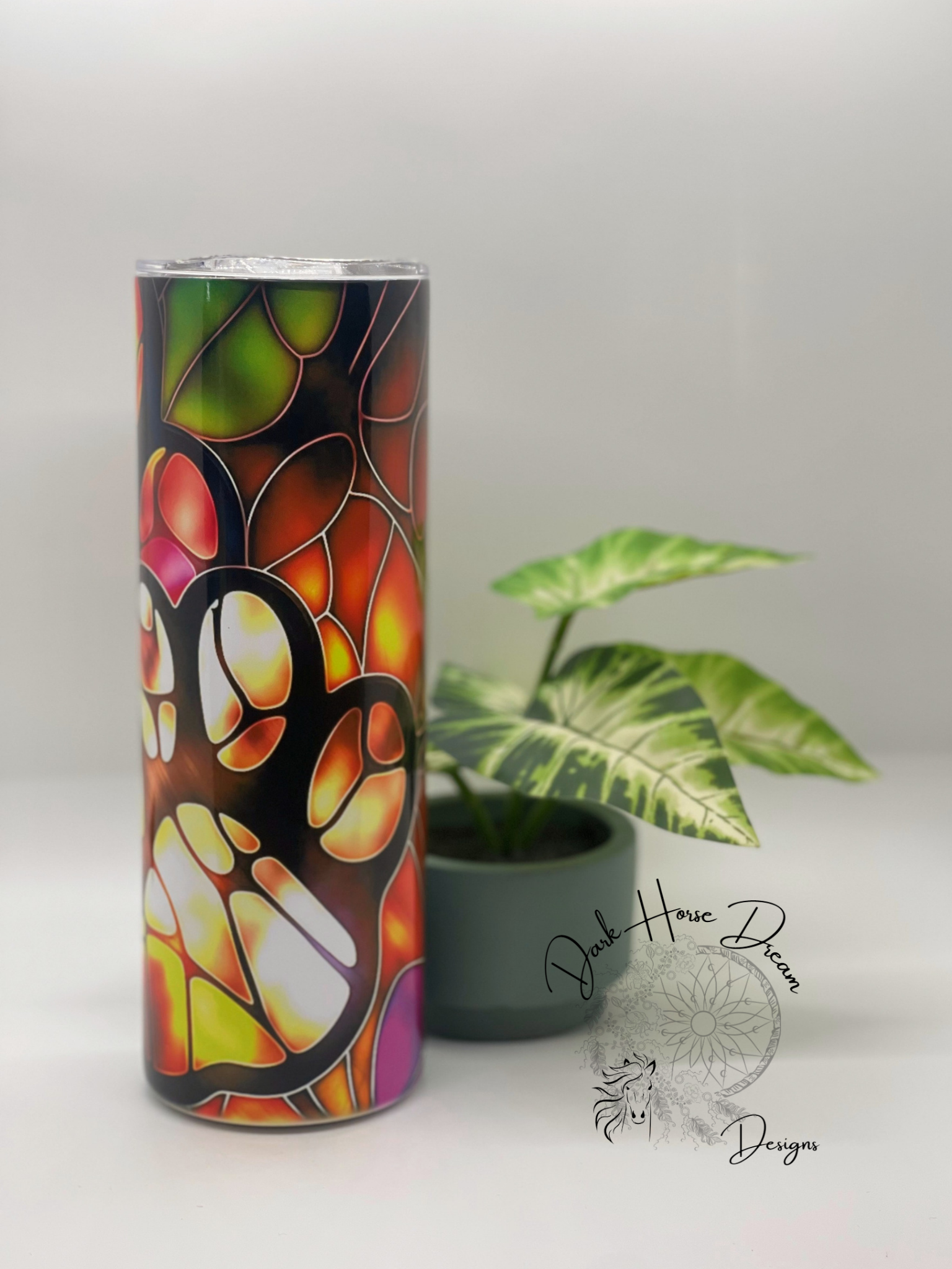 Dark Horse Dream Designs LLC - Wholesale Insulated Mug/Tumbler - The Glassed Paw Print Tumbler3