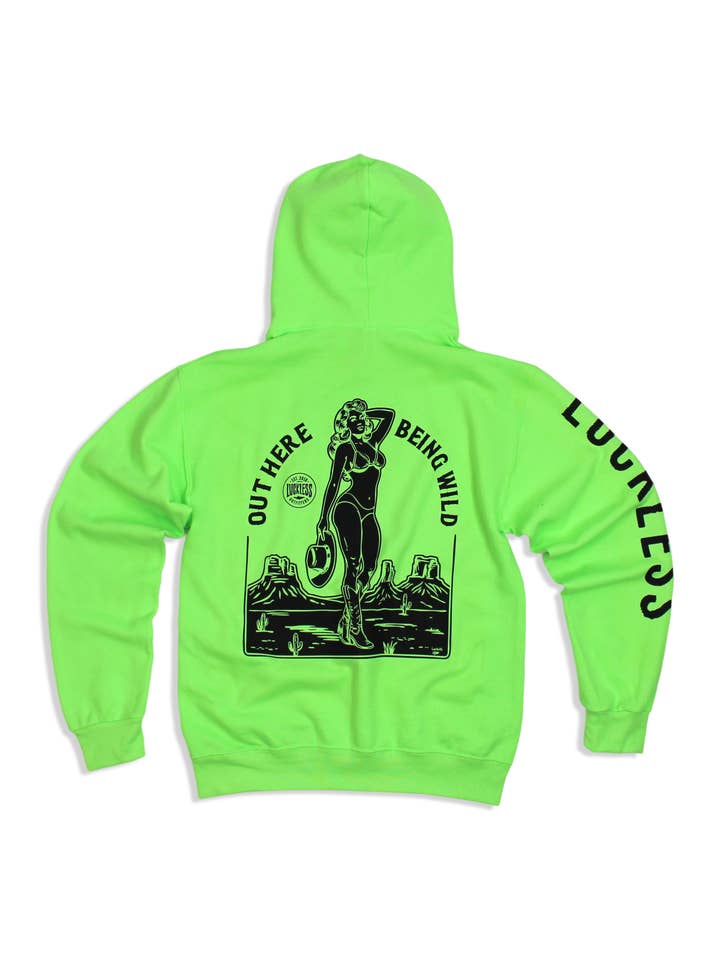 Här Ute Vild Hoodie Neon Grön för wholesale av Luckless Outfitters