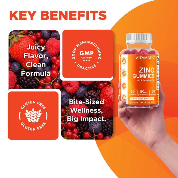 Vitamatic - Wholesale Oral Supplement/Vitamin - Vitamatic Zinc 50mg | 60 Vegan Gummies4