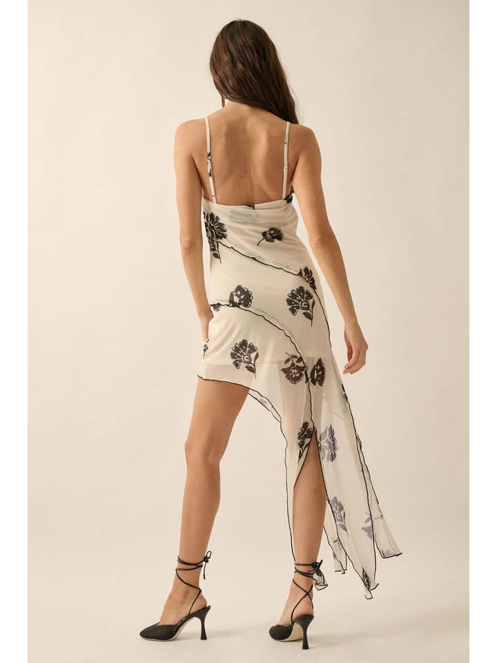 Promesa USA - Wholesale Dress - Women's - Floral Asymmetrical Hem Knit Mini Dress13