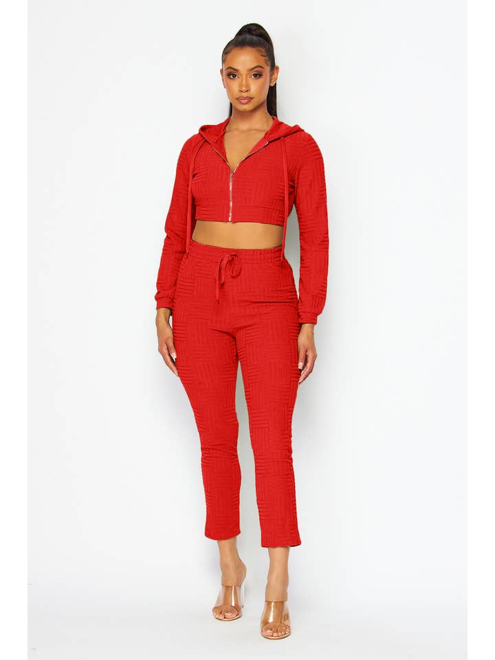5besties inc – wholesale Top & pants set (NOT Loungewear) – Women's – CROP HOODIE JACKET AND PANTS SET15