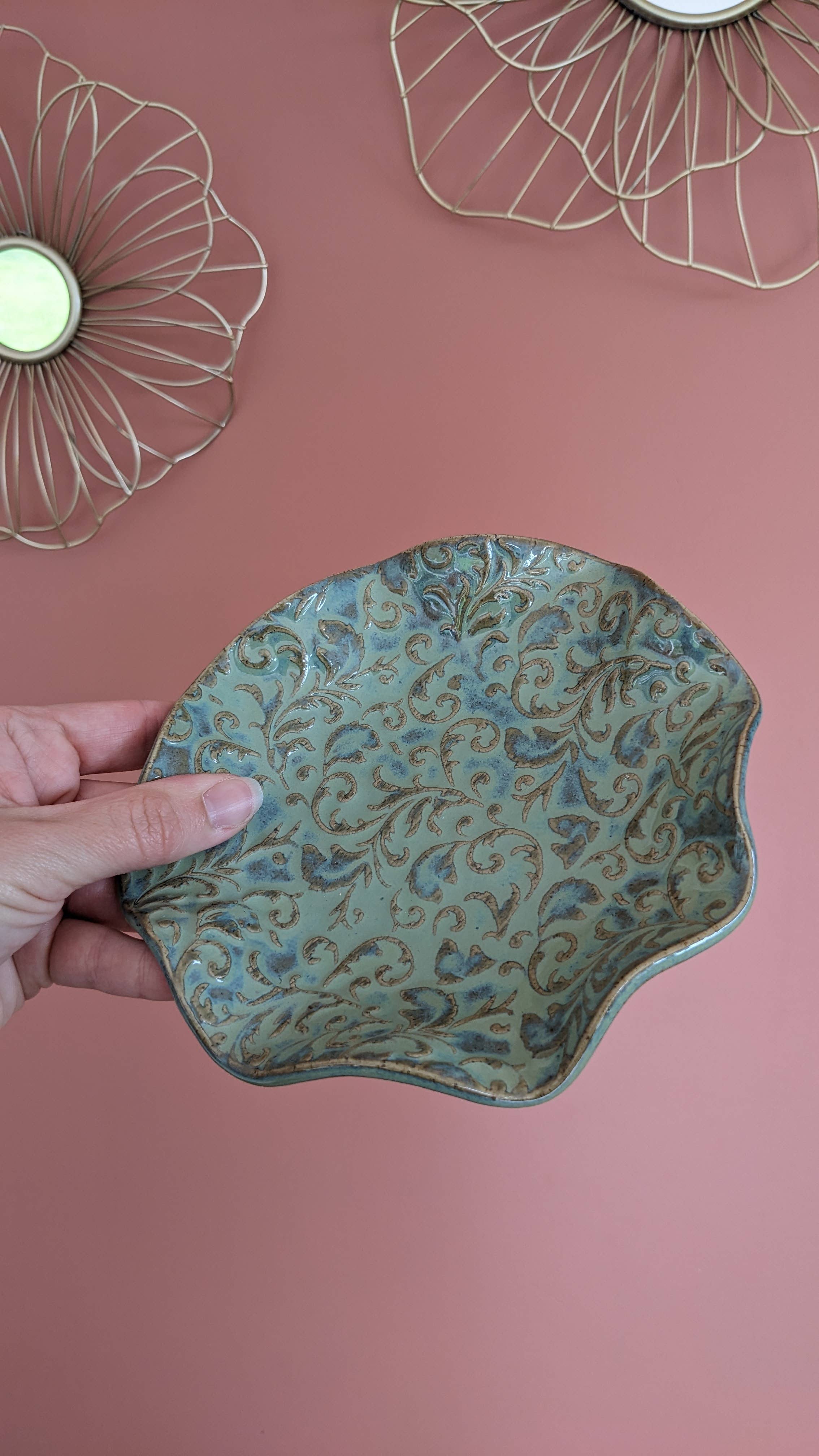 LES POTERIES DE SHAKTI - Wholesale Jewelry Dish - “Emerald Green” sandstone bowl0