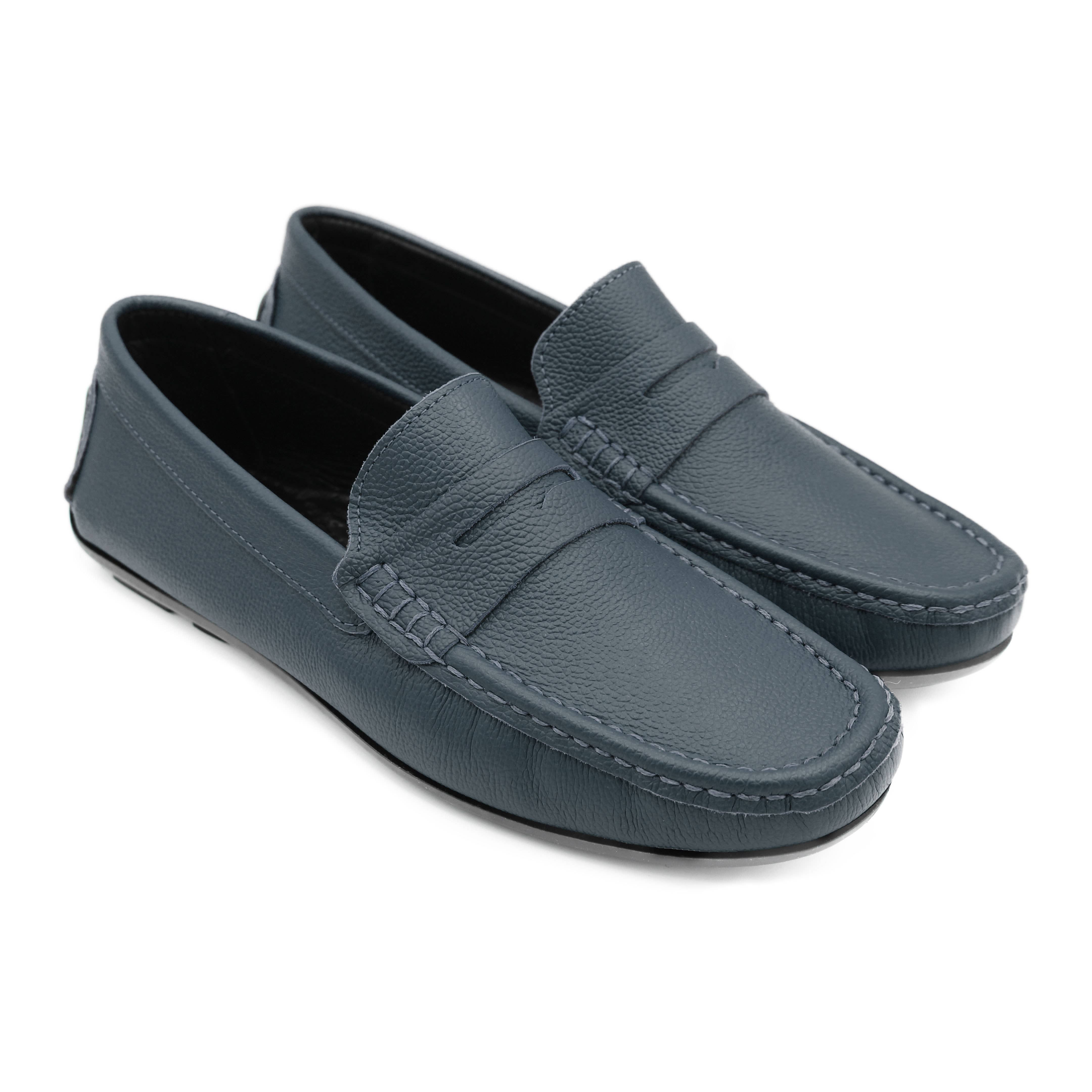 Azul Marino Men's Leather Moccasin Loafer Flat Shoes -Zerimar for wholesale on Faire2