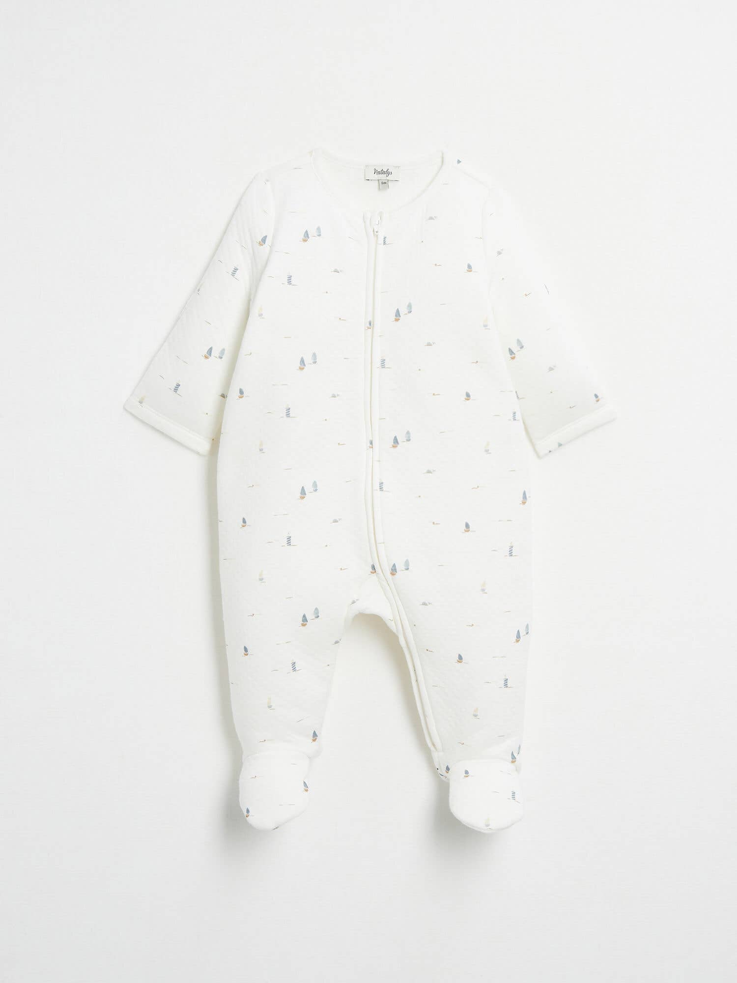 Ecru IZEO 23 Pima Cotton Full Zip Baby Sleepsuit for wholesale on Faire