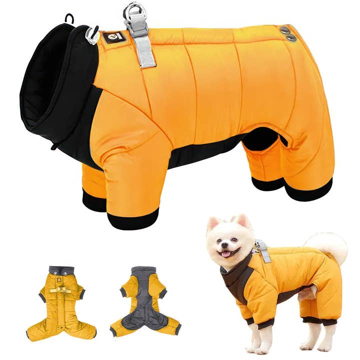 Windproof & Waterproof Full Body Warm Dog Coat (Yellow) for wholesale by Mtistanbul LTD