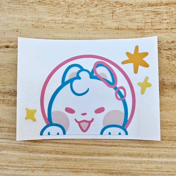 Space Bun Rocket Peeker Decal for wholesale by Lokimeku