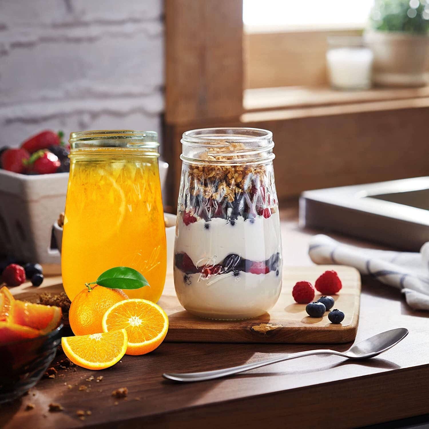 Innovarix - Vente Pots - Bocaux Mason en forme de flûte de 16 oz avec couvercles hermétiques et bandes1