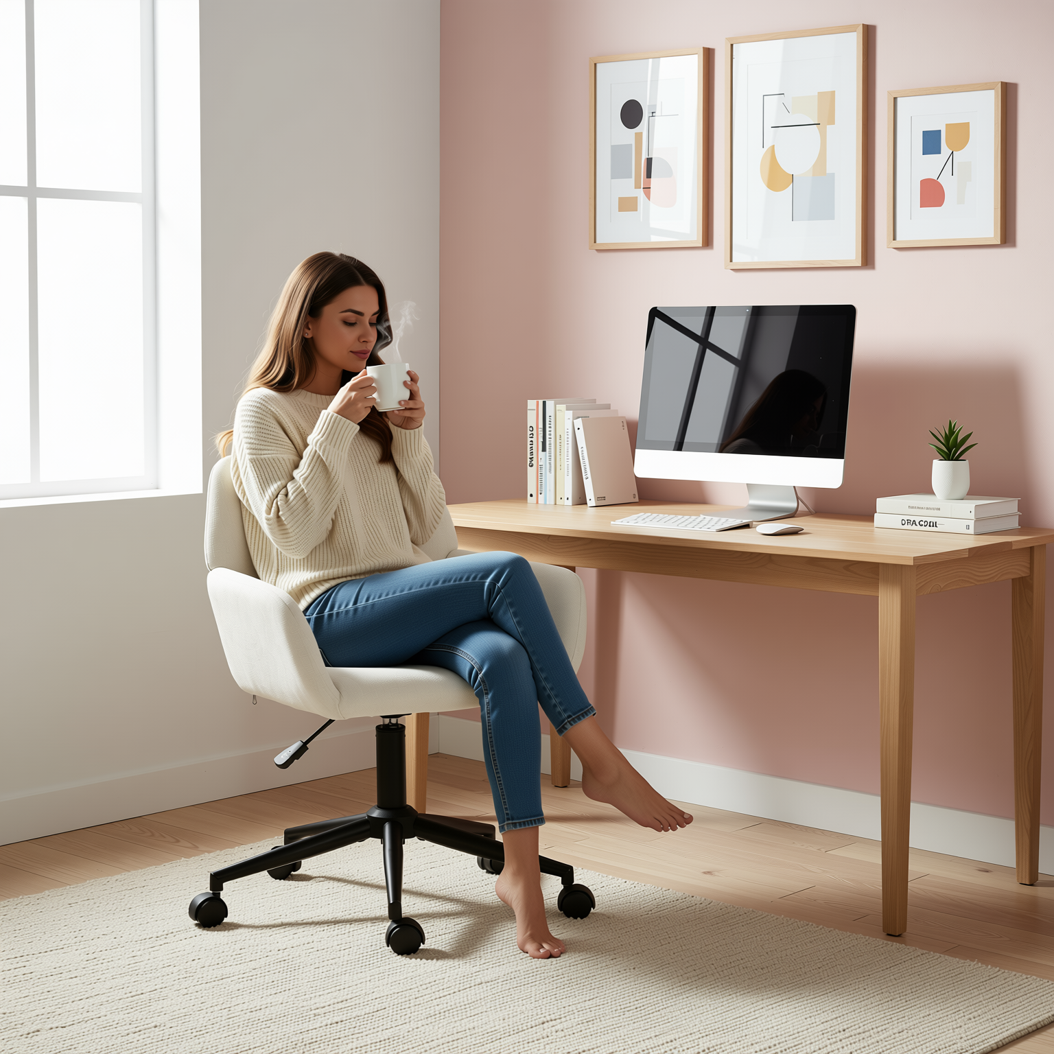 HOMYCASA DESIGN INC - Wholesale Chair - Modern Upholstered Suede Office Chair with Adjustable Height7