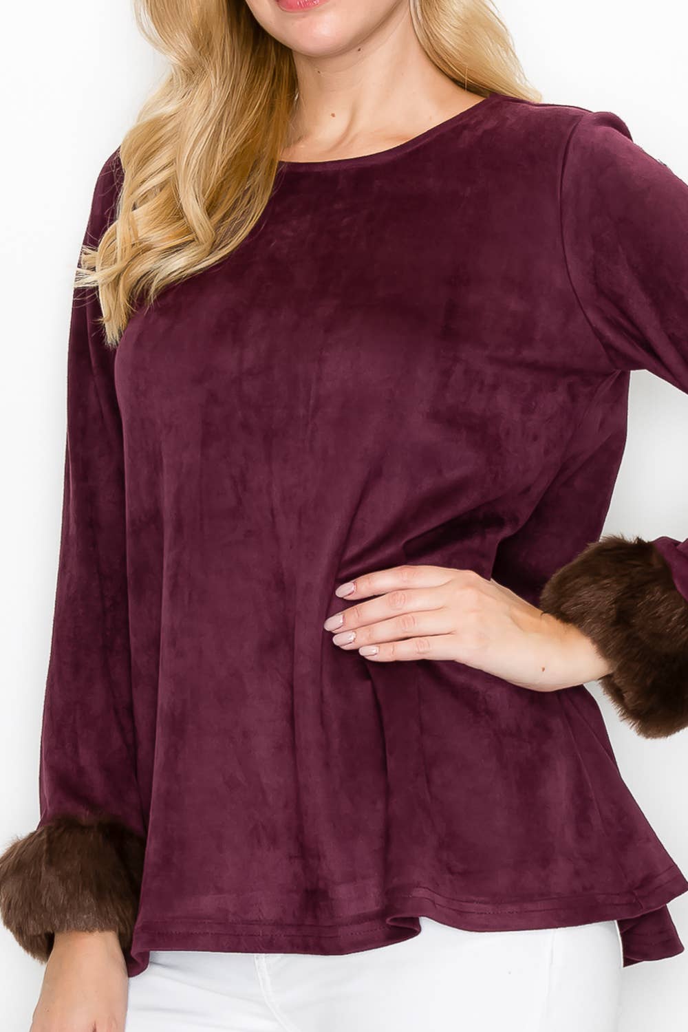 Joh Apparel - Wholesale Tunic - Women's - Anabelle Stretch Suede Fur Top11