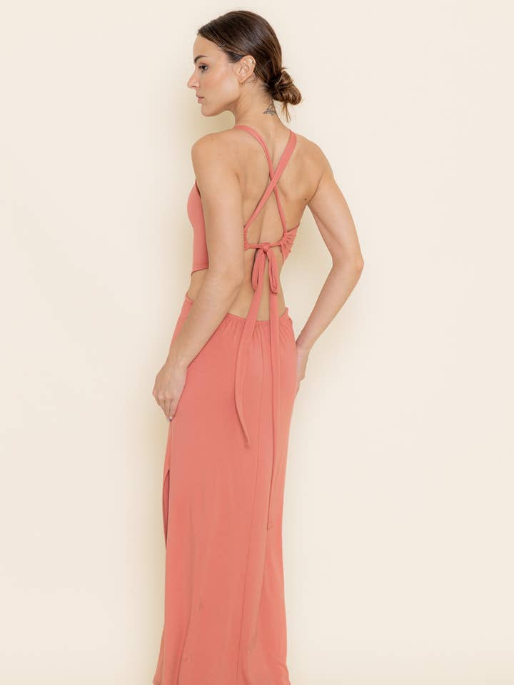 ELEGANT MAXI KJOLE MED BLONDER MED ÅBEN BAGSIDE MED SLIDS-DD5282FO for engroshandel hos Fore Collection