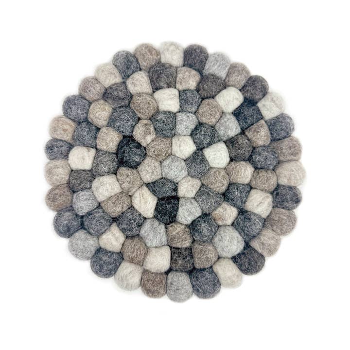 Sheep Farm Felt - Wholesale Trivet - Dappled Gray Felt Ball Trivet | Min. order 42