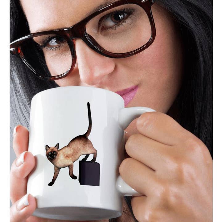 3dRose - Wholesale Coffee Mug - 3dRose, A siamese cat stepping down to its right from a cube, Mug9