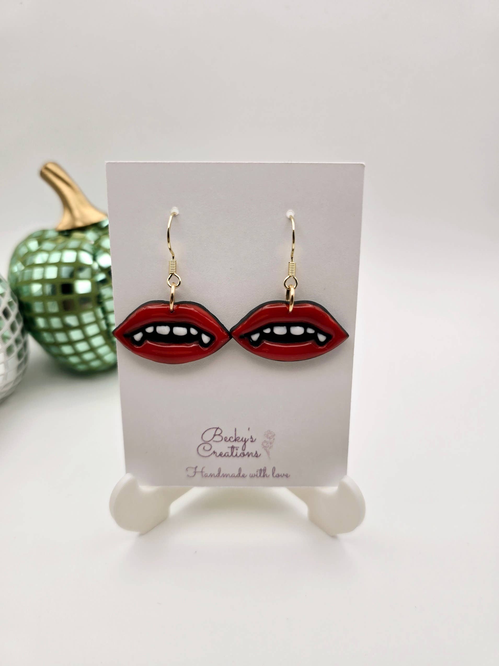 Beckys Creations - Wholesale Dangle Earrings - Vampire Lips Earrings, Halloween, Fall Jewelry5