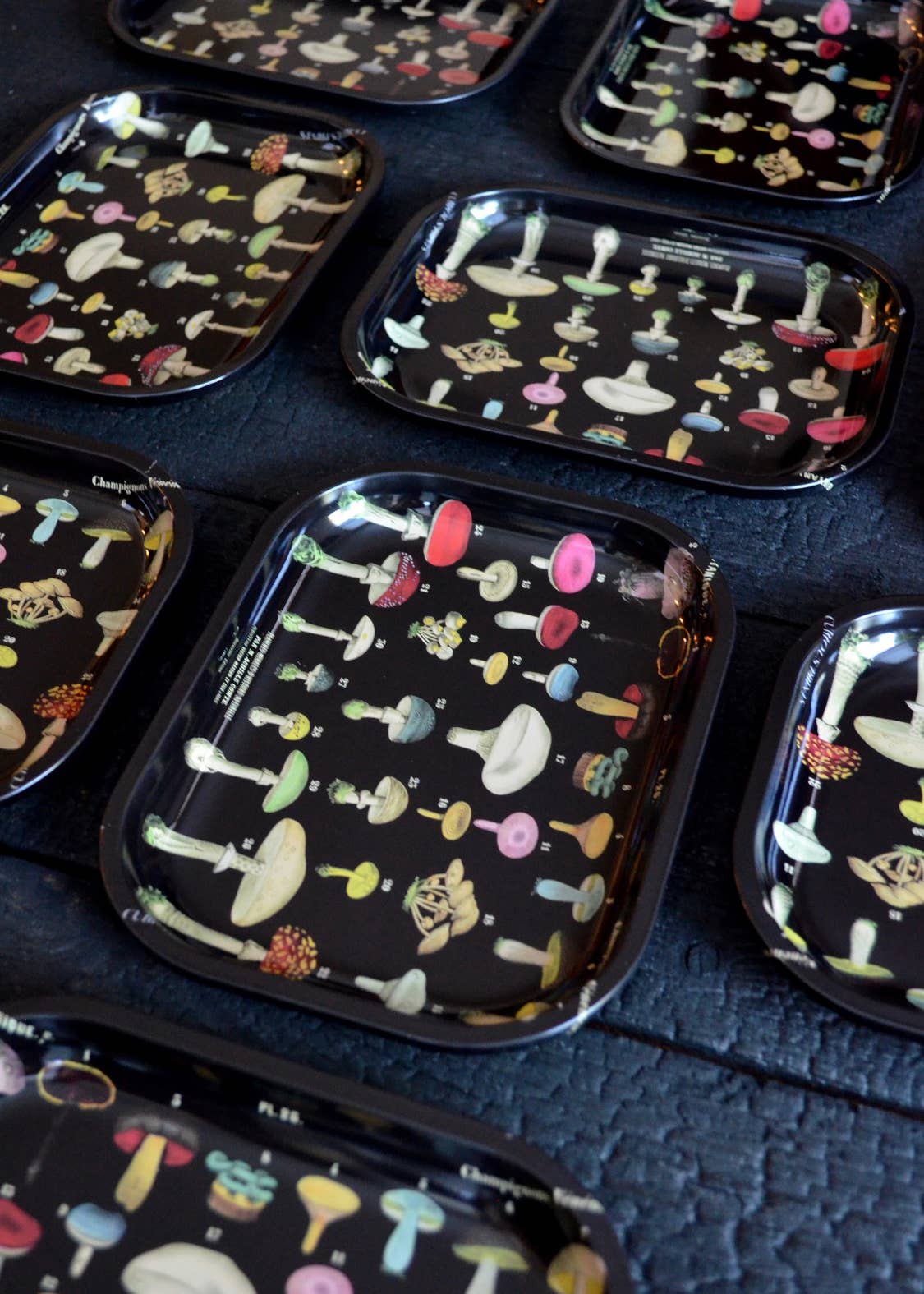 Curious Prints - Wholesale Decorative Tray - Small Metal Black Mushroom Ritual Tray / Rolling Tray2
