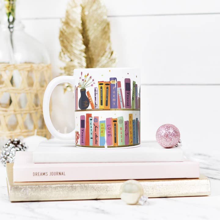 Fly Paper Products - Wholesale Coffee Mug - My Colorful Bookshelf Coffee or Tea Mug