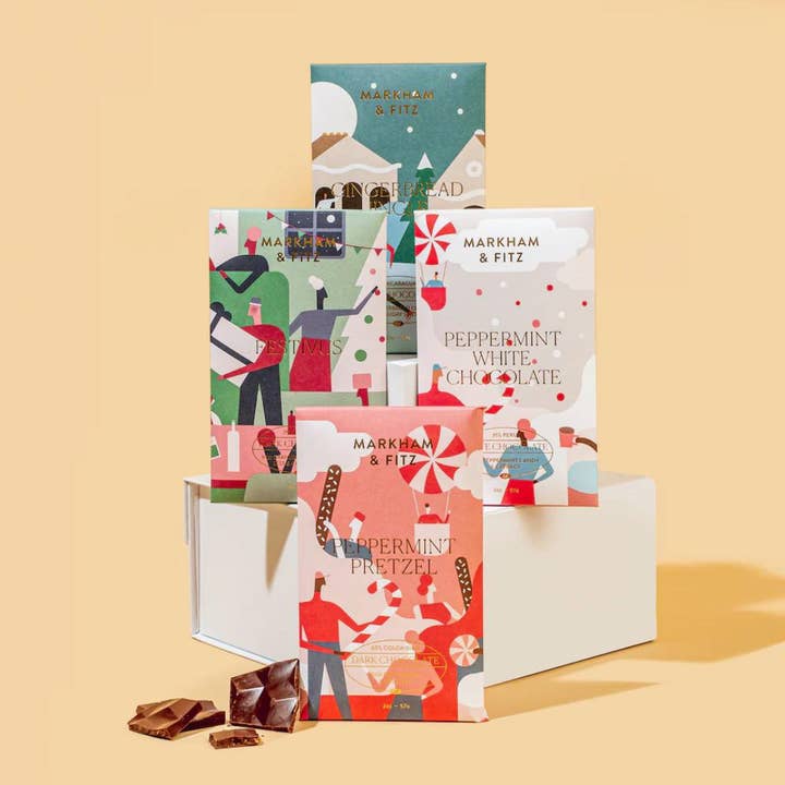 Holiday Chocolate Bar Bundle for wholesale by Markham & Fitz Chocolate