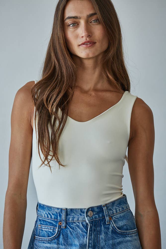 By Together - Vendita all'ingrosso Body - Donna - S1088 | Body senza maniche con scollo a V senza cuciture a doppio strato6