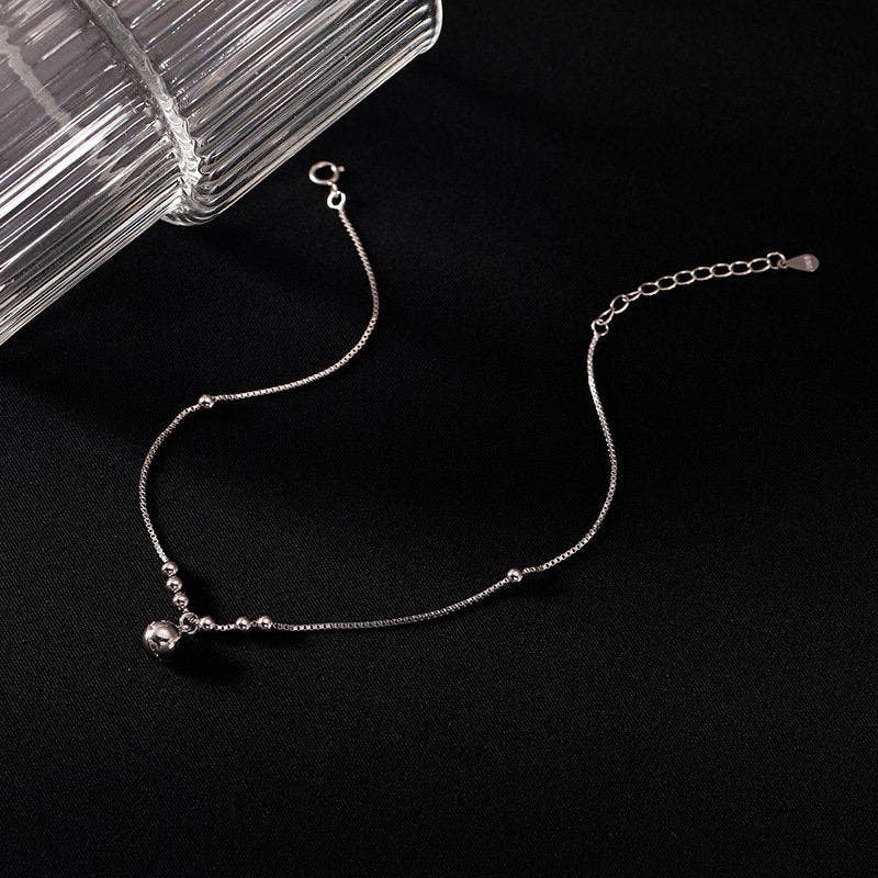 Perimade & Co. LLC - Wholesale Anklet - Dainty Gold Bell Charm Anklet in 925 Sterling Silver3