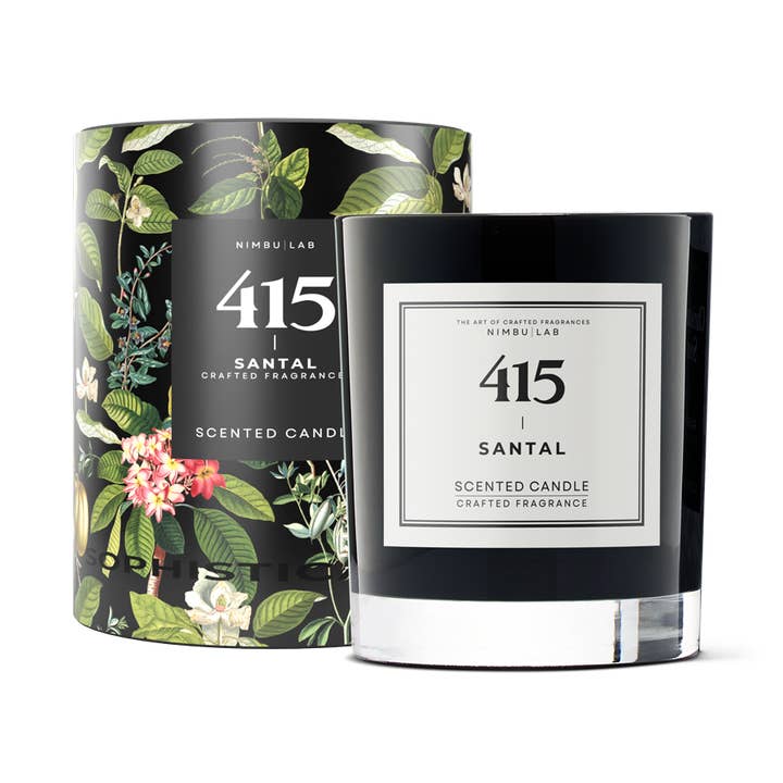 415 SANTAL - Candela profumata al legno di sandalo e muschio 8oz per la vendita all'ingrosso da parte di Nimbu Lab - The Art Of Crafted Fragrances