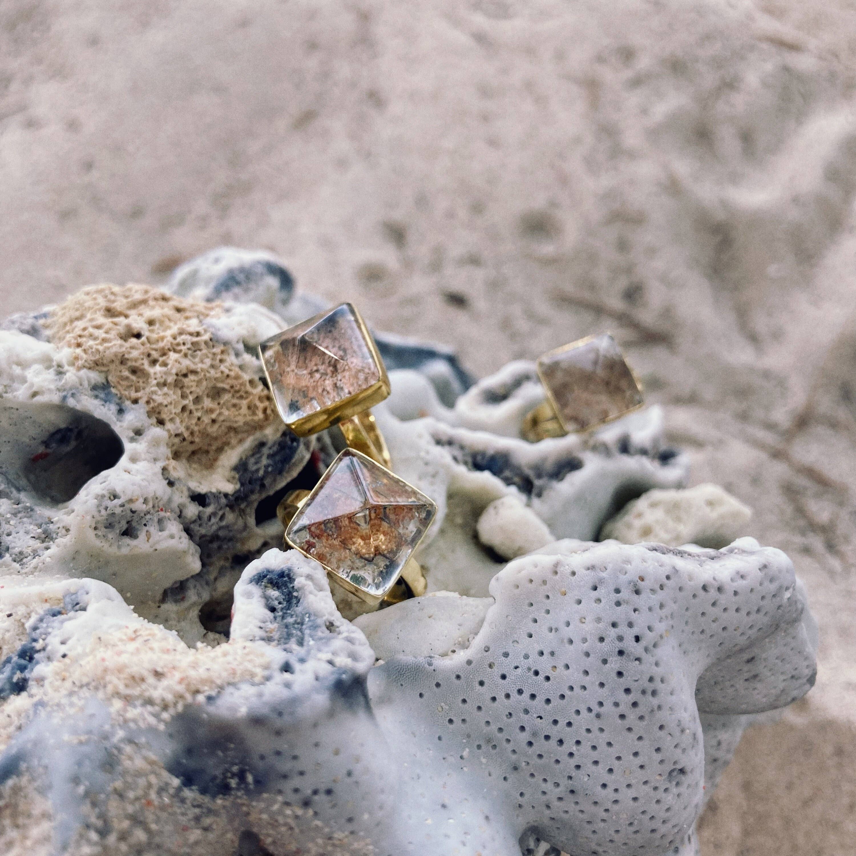 Bonisita - Wholesale Single Stone/Solitaire Ring -  Unique Pyramid Shape Garden Quartz Ring - Nickel Free Brass4