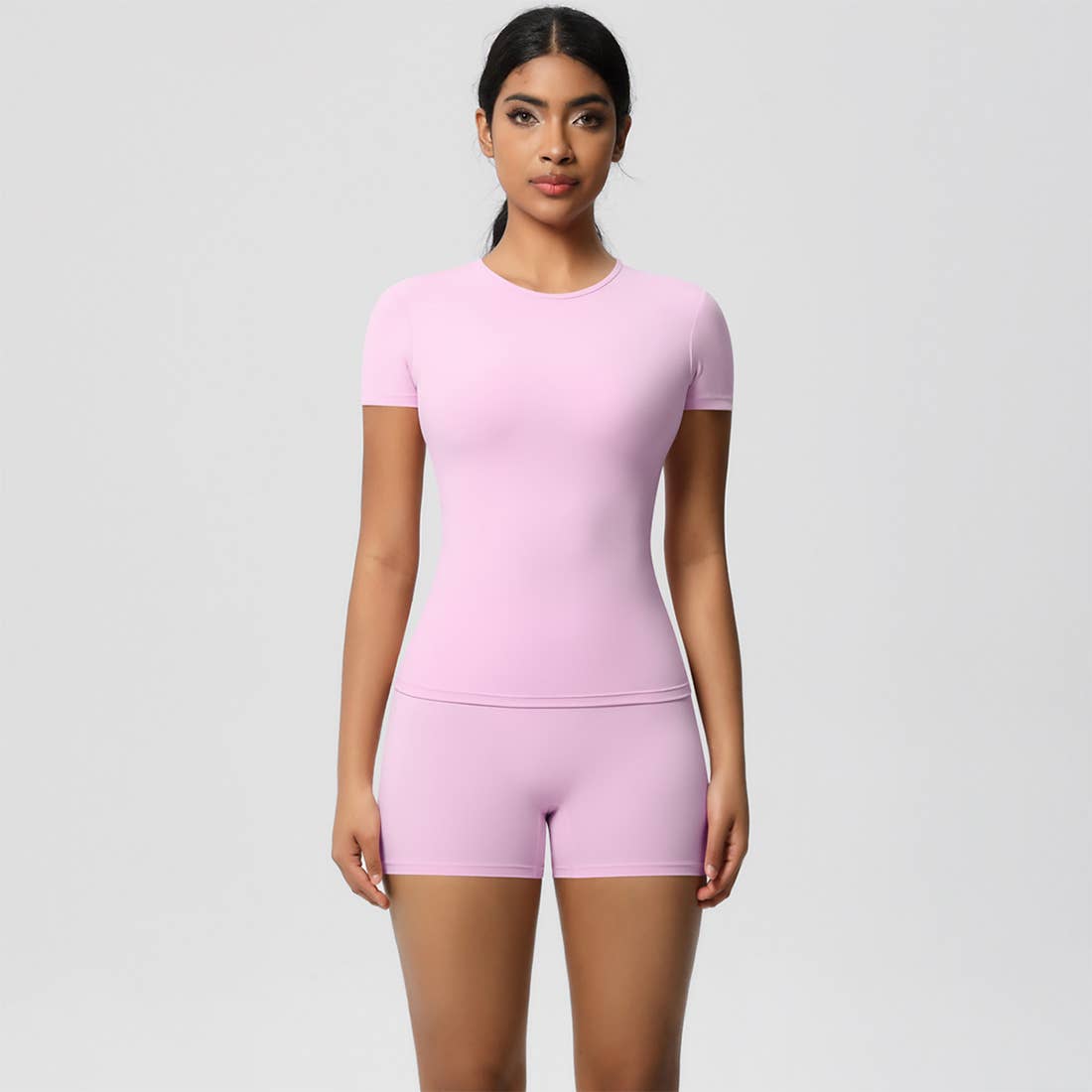 Sodalemon – wholesale Activewear set – Women′s – Women Yoga Set: Quick Dry Breathable Short Sleeve + Shorts3