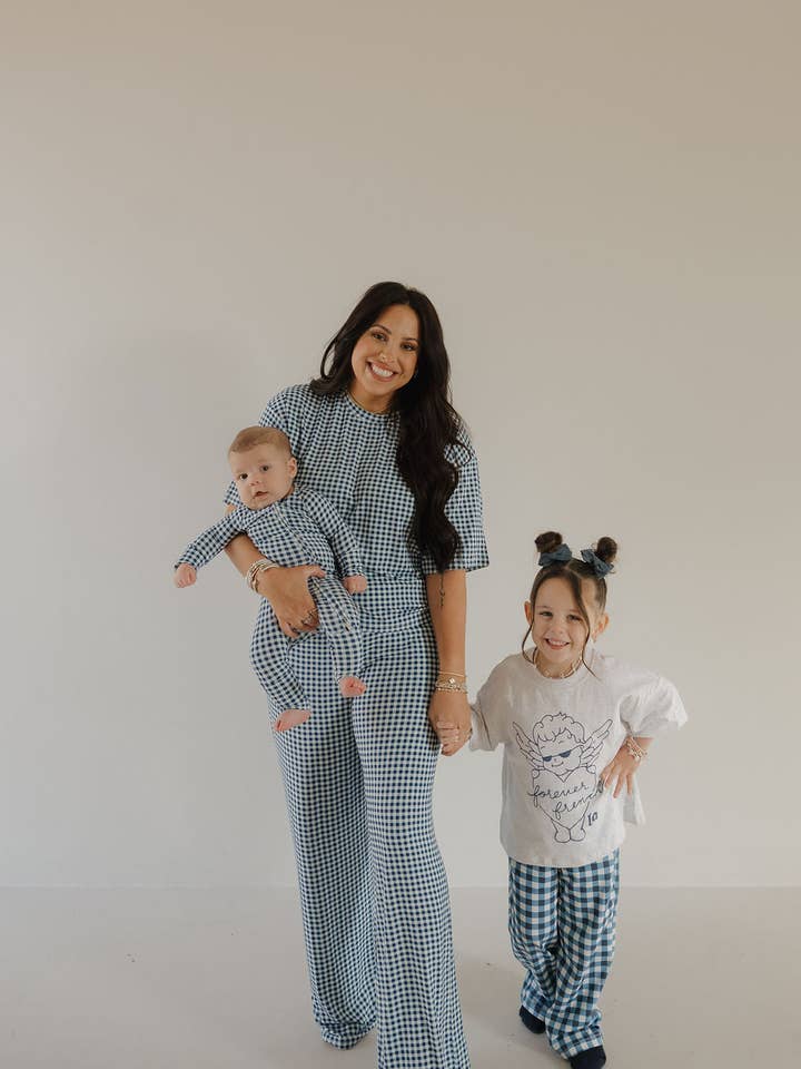 Forever French Baby - Wholesale Sleepsuit - Baby - Bamboo Zip Pajamas | Blue Gingham3