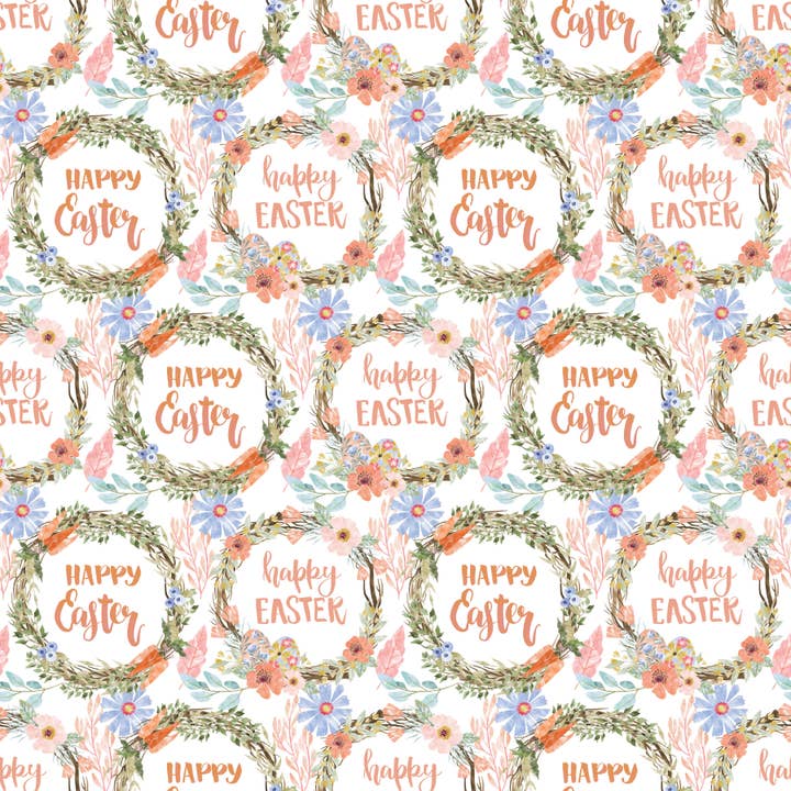 Papier d'emballage écologique Happy Easter Wreath pour la vente par Waterleaf Paper Co.
