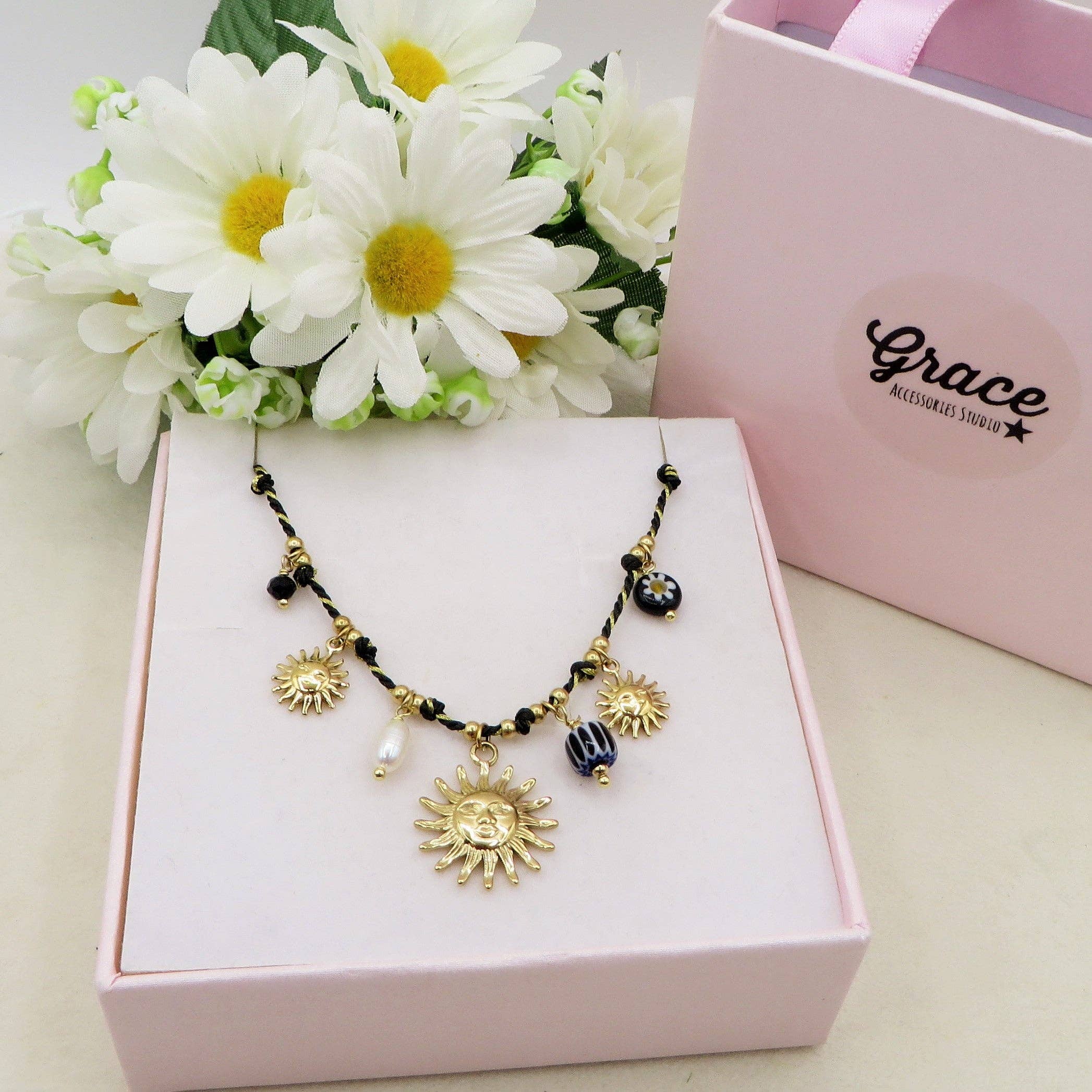 Daemon srls - Wholesale Pendant/Charm Necklace - SOLEIL COLLANA - ACCIAIO inossidabile - Collana catena charms sole e murrine7