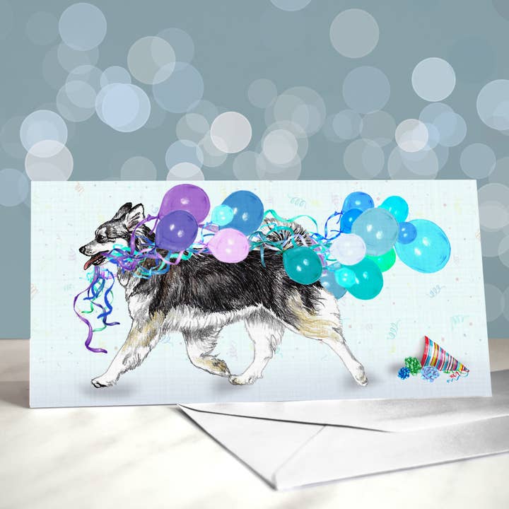 Alaskan Klee Kai - Cartão Aniversário por atacado de Amber Marie Studio