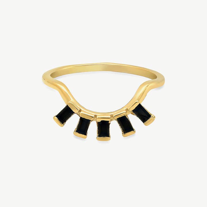 Anel baguete de cílios em ônix preto por atacado de Studio Grun