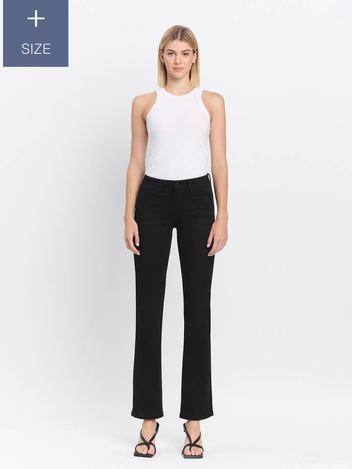 JEANS A ZAMPA NERI A VITA MEDIA TAGLIA FORTE LUNGHEZZA INTERA LV1171-P per la vendita all'ingrosso da parte di Lovervet by VERVET