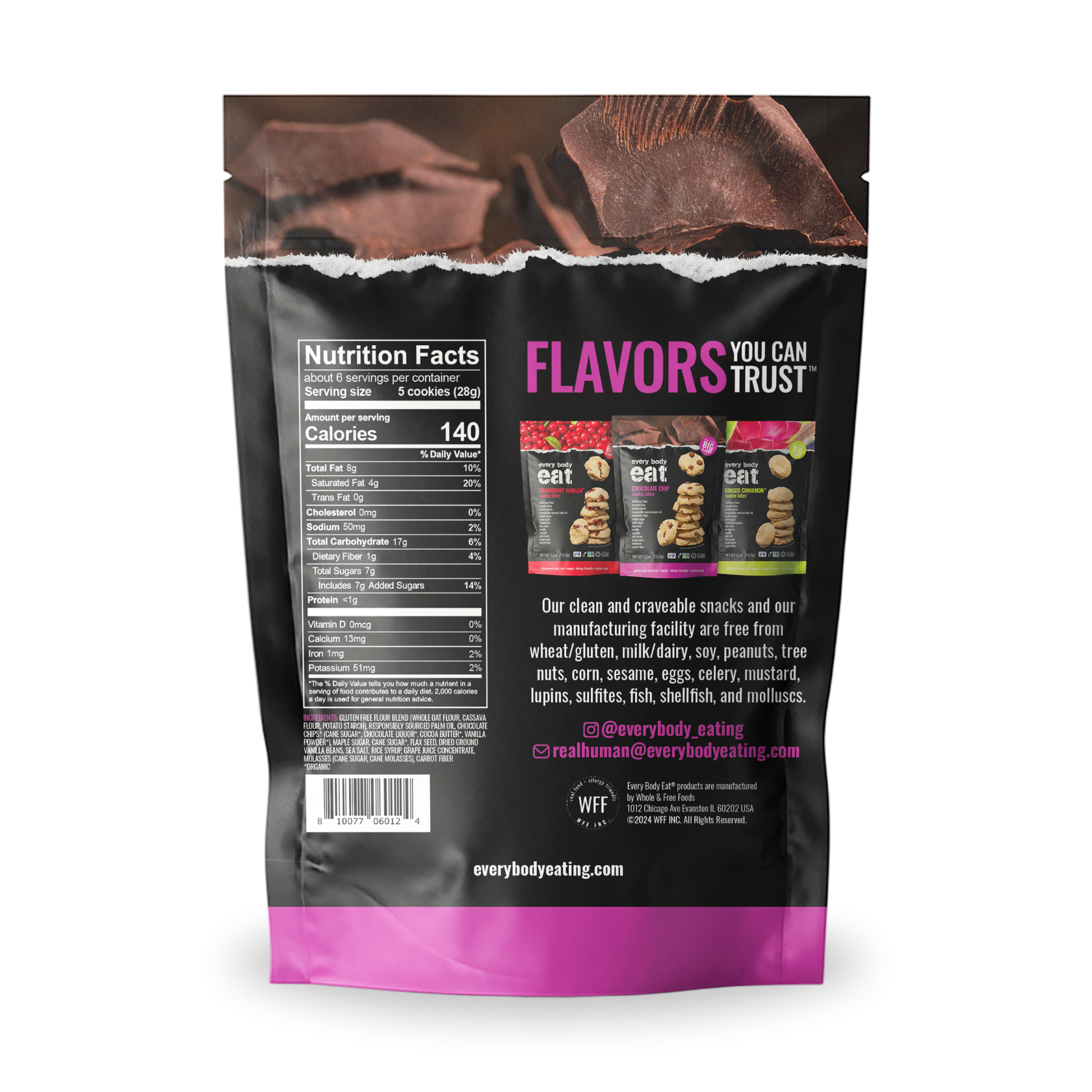 Every Body Eat® - Vente Biscuits - Bouchées de cookies aux pépites de chocolat 155g1