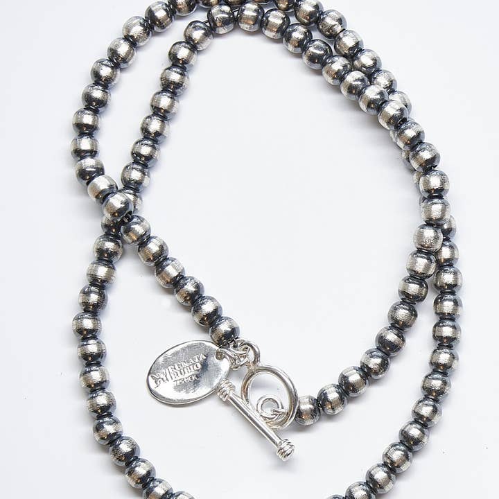 6MM Oxidized Sterling Silver Bead Necklace for wholesale by Renata Rubio 92.5