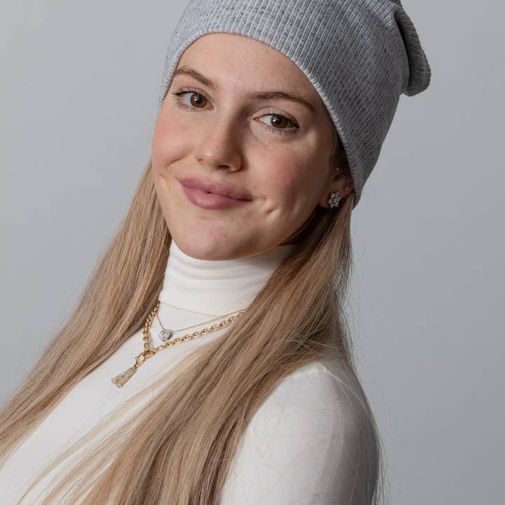 Light Gray Heathered Knit Beanie for wholesale by VALERI